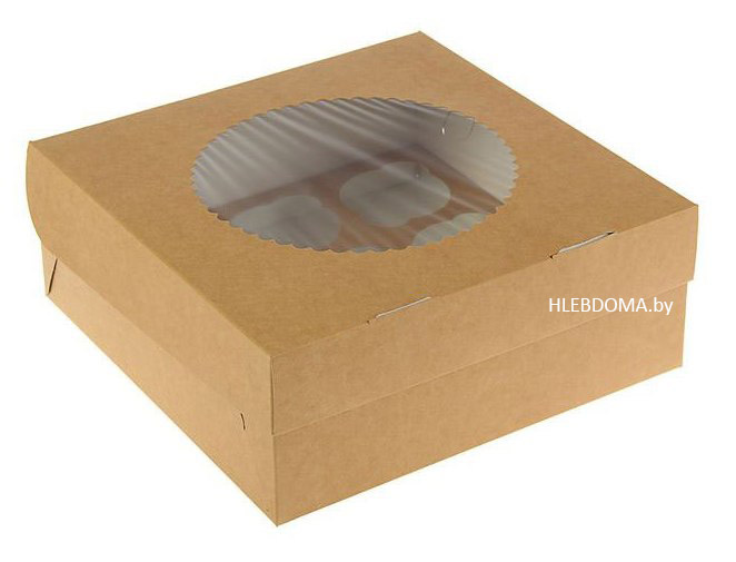 Коробка на 9 кексов "ECO TABOX", 25*25*10см.