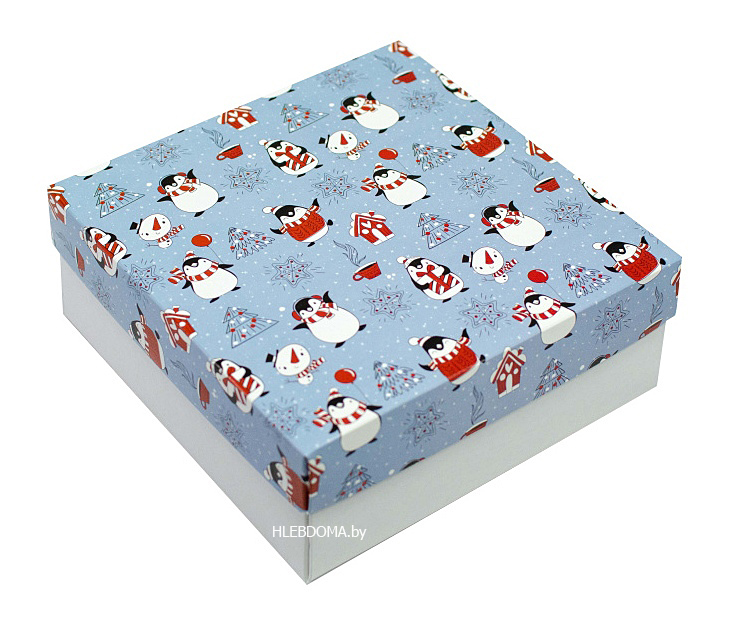 Коробка для подарка "Пингвины", 20*20*8см.