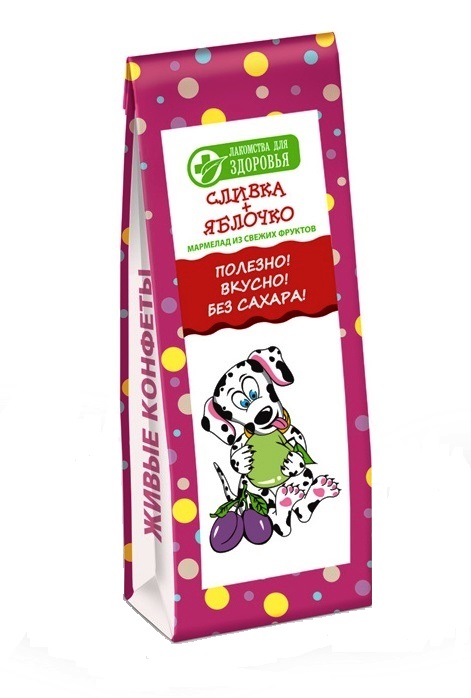 Детский мармелад "Живые конфеты" СЛИВКА+ЯБЛОЧКО, 105г.