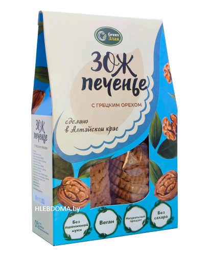 ЗОЖ печенье с грецким орехом "GreenЗлак", 150г.