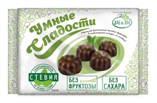 Мармелад в шоколаде без сахара на стевии, "Ди энд Ди", 220 гр.